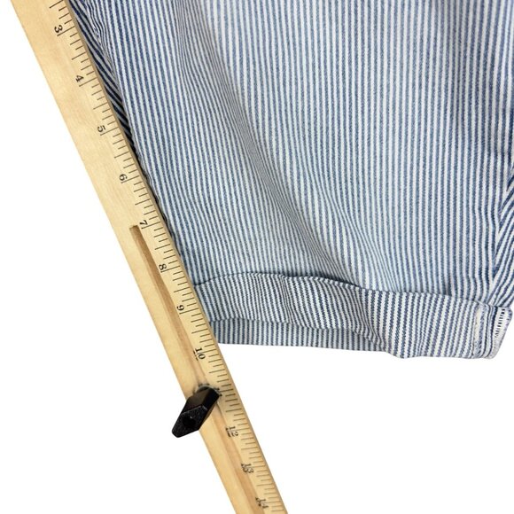 Faded Glory Bermuda Denim Shorts Womens 12 Striped Blue White Cotton Blend - Picture 10 of 12